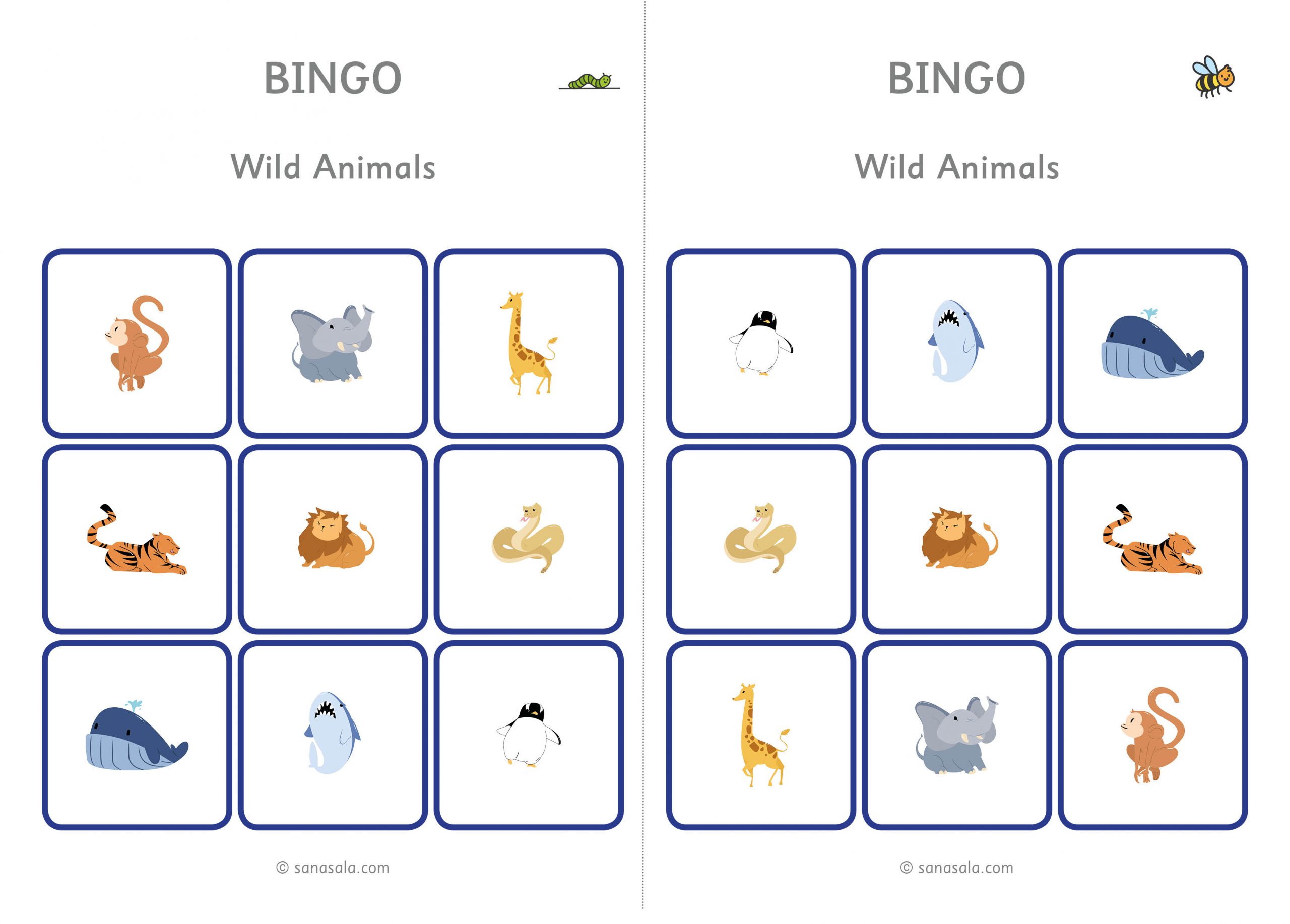 Wild Animals - Bingo | Sanasala Learning